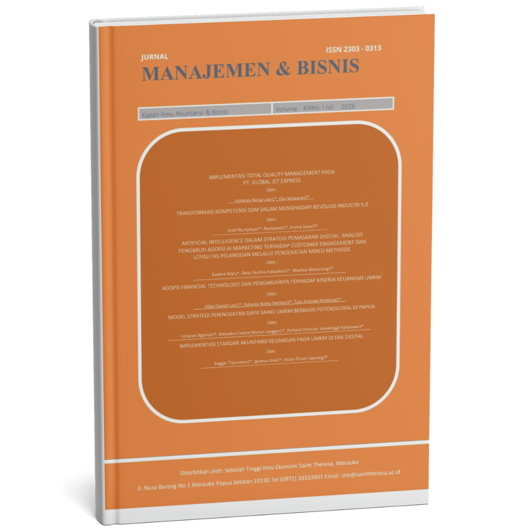 					Lihat Vol 19 No 1 (2026): Vol 19 No 1 (2026): Jurnal Manajemen & Bisnis Kajian Ilmu Akuntansi & Bisnis
				